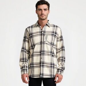 Ralph Lauren Cream and Navy Blue button down shirt Men’s Small Petite